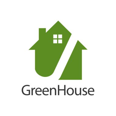 Yeşil Ev logo konsept tasarımı. Sembol grafik şablon öğesi vektör