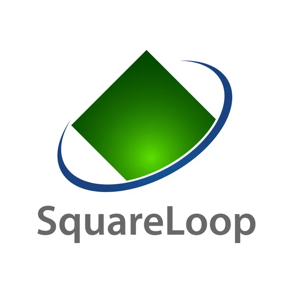 Kare Döngü Logo Konsept Tasarımı Yeşil Mavi Renk Sembol Grafik — Stok Vektör