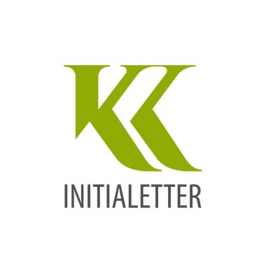 Mektup Kk yeşil logo konsept tasarımı ilk. Sembol grafik şablon öğesi vektör