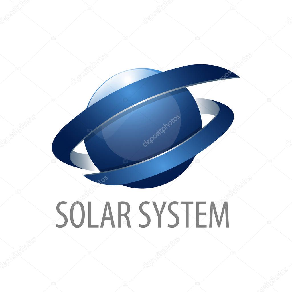 Solar system. Sphere motion logo concept design. 3D three dimensional style. Symbol graphic template element vector