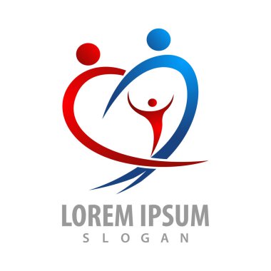 Aile logo konsept tasarımı seviyorum. Sembol grafik şablon öğesi vektör