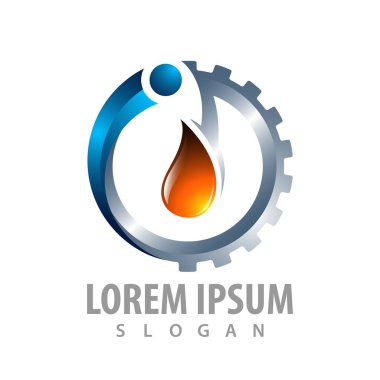 Waterdrop dişli logo konsept tasarımı. Sembol grafik şablon öğesi 