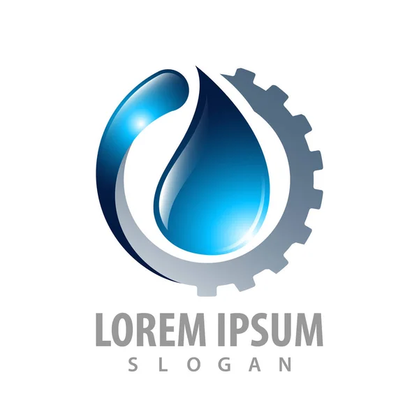 Damla petrol logo konsept tasarımı dişli. Sembol grafik şablon öğesi 
