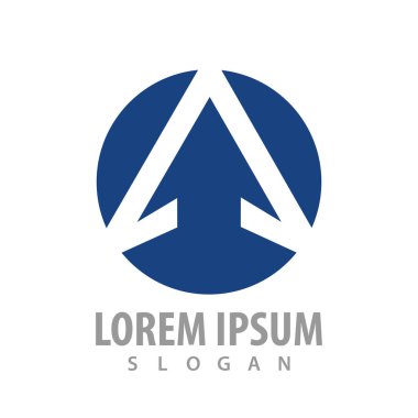 Üçgen logo konsept tasarımı ile mavi daire. Sembol grafik şablon öğesi 