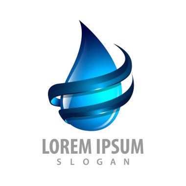 Su damlası swoosh logo konsept tasarımı. Sembol grafik şablon öğesi 