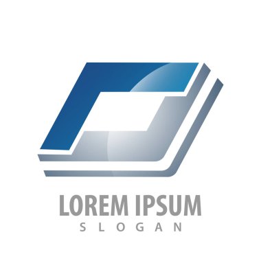 Geometrik kare logo konsept tasarımı. Sembol grafik şablon öğesi 