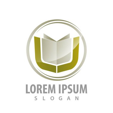 Daire kitap logo konsept tasarımı. Sembol grafik şablon öğesi 