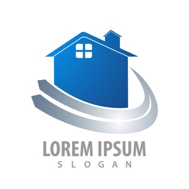 Ev swoosh logo konsept tasarımı. Sembol grafik şablon öğesi 