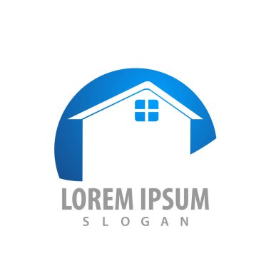 Emlak ev logo konsept tasarımı. Sembol grafik şablon öğesi 