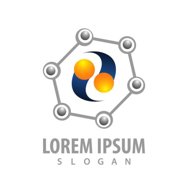 Altıgen meteor yörünge logo konsept tasarımı. Sembol grafik şablon öğesi 