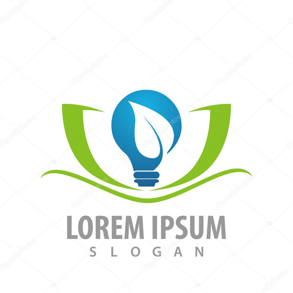 Bulb leaf lotus flower logo concept design. Symbol graphic template element 