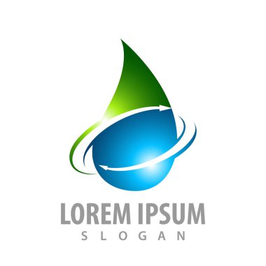 Su damlacıkları logo konsept tasarımı. Sembol grafik şablon öğesi 
