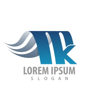 Uçuş mektup Mk logo konsept tasarımı. Sembol grafik şablon öğesi 