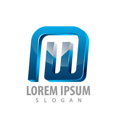 Yuvarlak ilk harf W logo konsept tasarımı kare. 3D tarzı. S