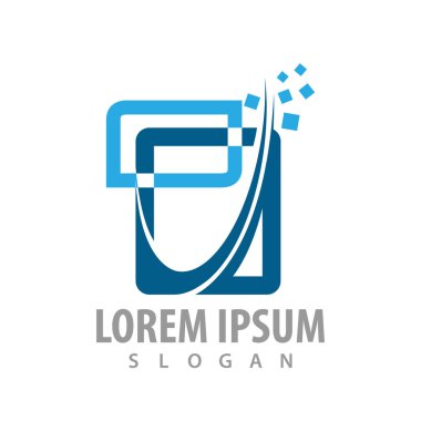 logo konsept tasarımı. soyut dijital Meydanı. Sembol grafik tem