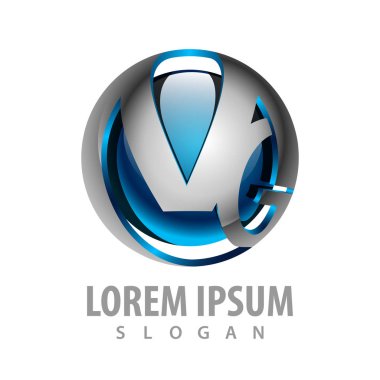 logo konsept tasarımı. Küre teknik ilk harfini Vg. 3d tarzı. S