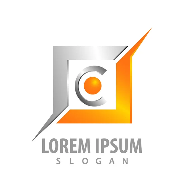 Logo konsept tasarımı. Mektup C. sembolü grafik parlak kare — Stok Vektör