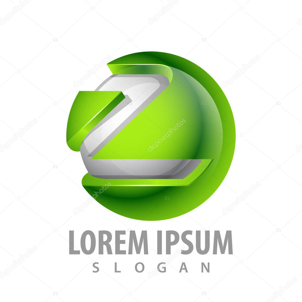 Logo concept design. Green sphere letter Z Symbol graphic template element