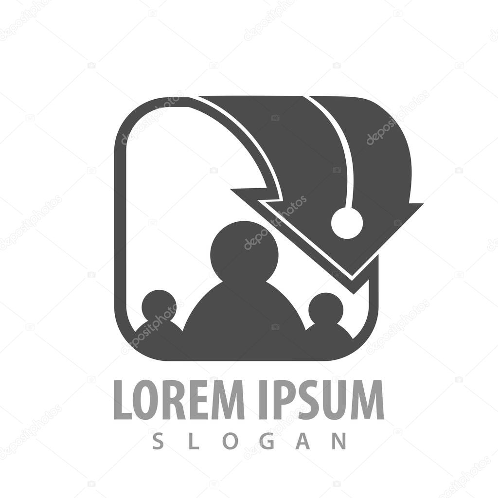 Logo concept design. Square family arrow. Symbol graphic template element