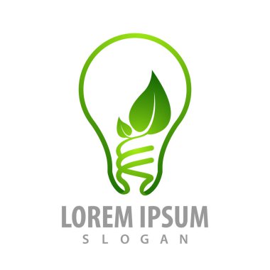 Ampul yaprak logo konsept tasarımı. Sembol grafik şablon öğesi v