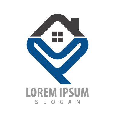 Emlak ev logo konsept tasarımı. Sembol grafik şablonu el