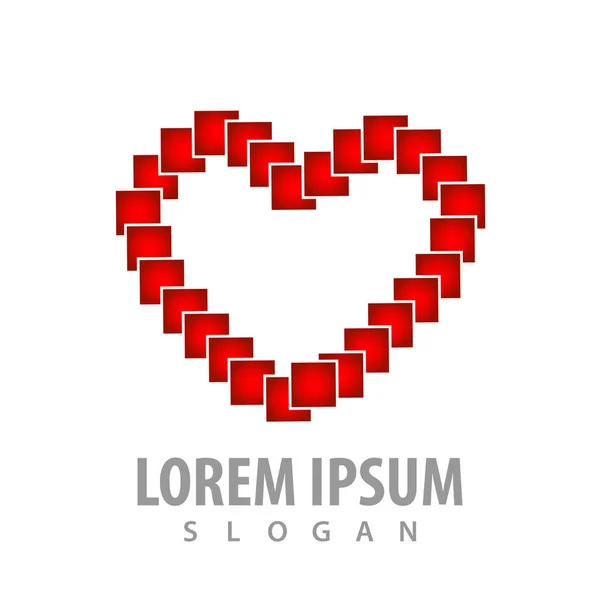 Digital pixel love shape logo concept design. Symbol graphic tem