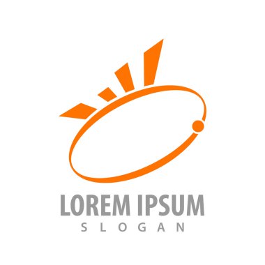 Gezegenin yörünge ışınları logo konsept tasarımı ile. Sembol grafik depo