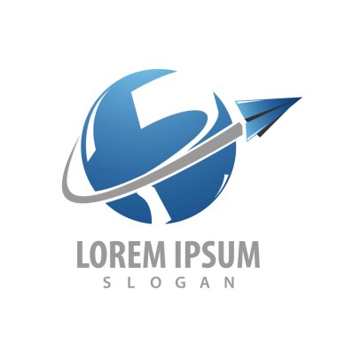 Daire uçak logo konsept tasarımı. Sembol grafik şablonu ele