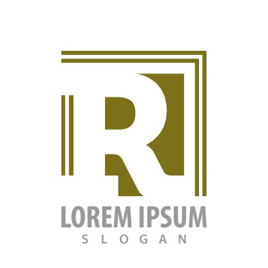 Monogram kare harf R konsept tasarımı. Sembol grafik şablonu