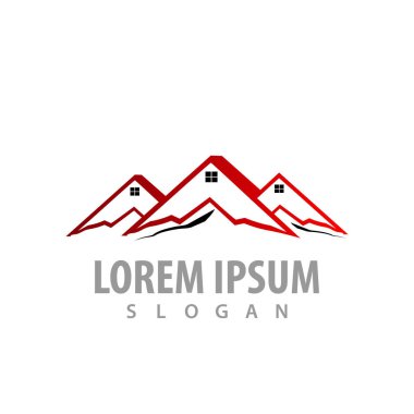 Dağlar ev konsept tasarımı. Sembol grafik şablon öğesi v