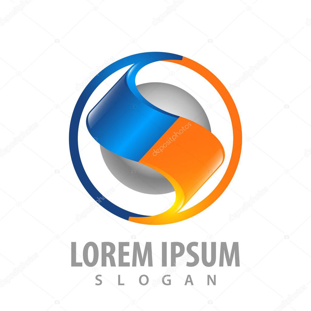 Circle sphere tech letter S concept design. Symbol graphic template element