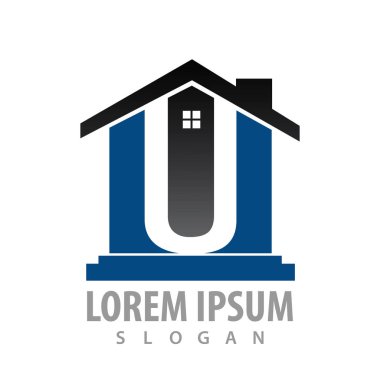 Bina ev U harfi konsept tasarımı ile. Sembol grafik depo