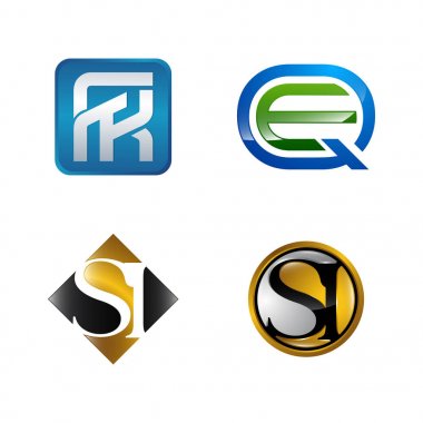 İş logosu tasarım şablonu için sembol kümesi. A Koleksiyonu