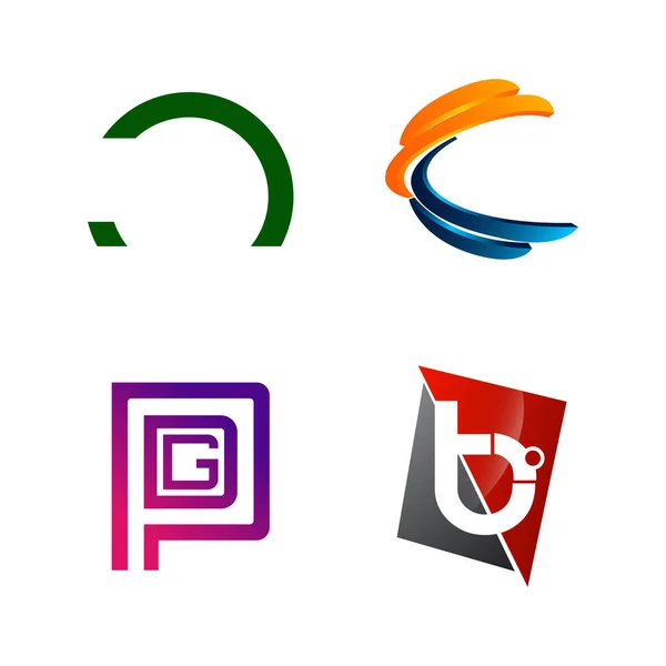 Набор начальной буквы C, PGD, B, символ полукруга для бизнеса Стоковый вектор