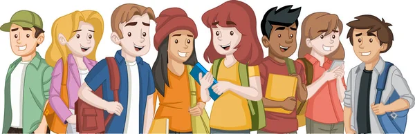 卡通青少年学生用书和背包 — 图库矢量图片