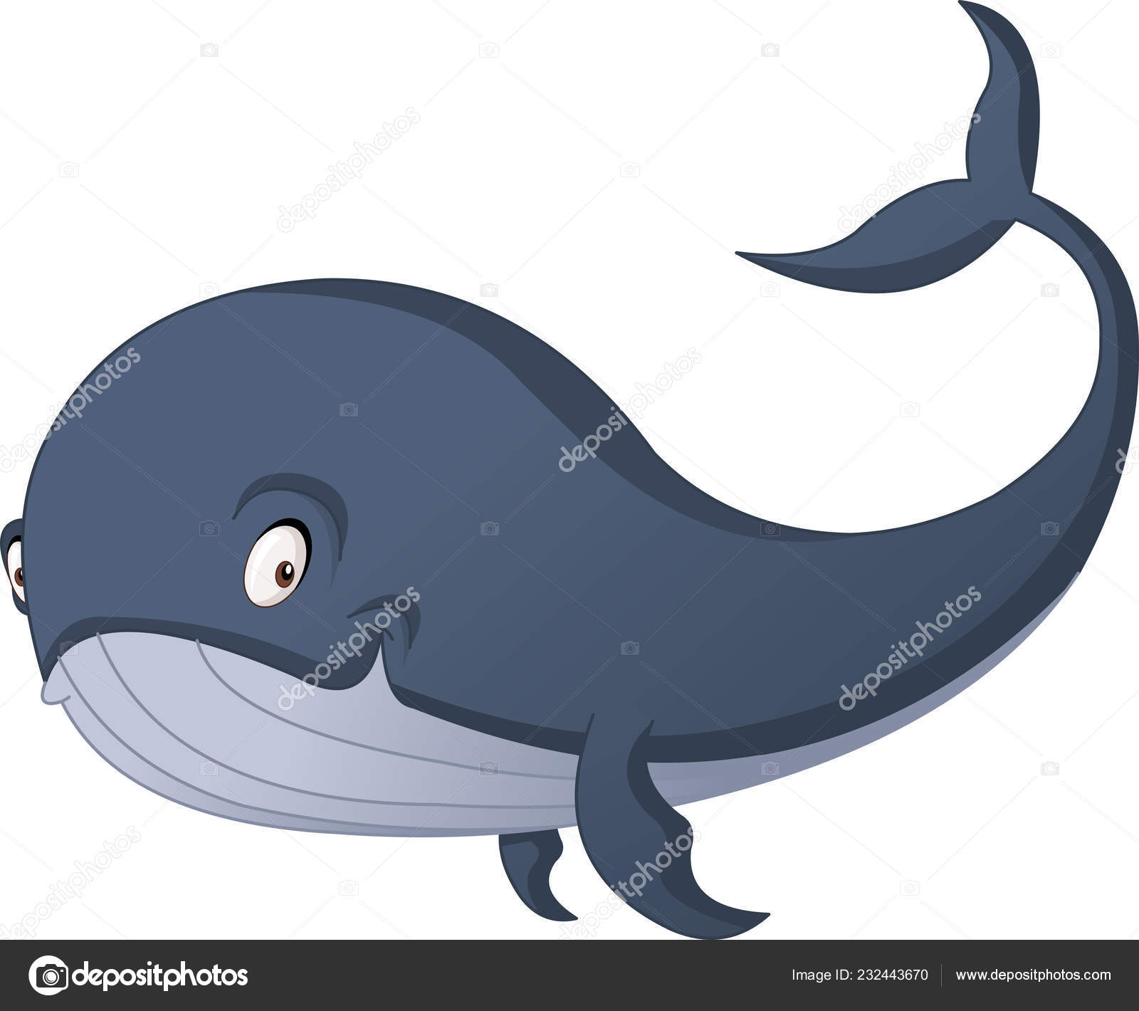 Cartoon Cute Whale Vector Illustration Funny Happy Animal Stock ...