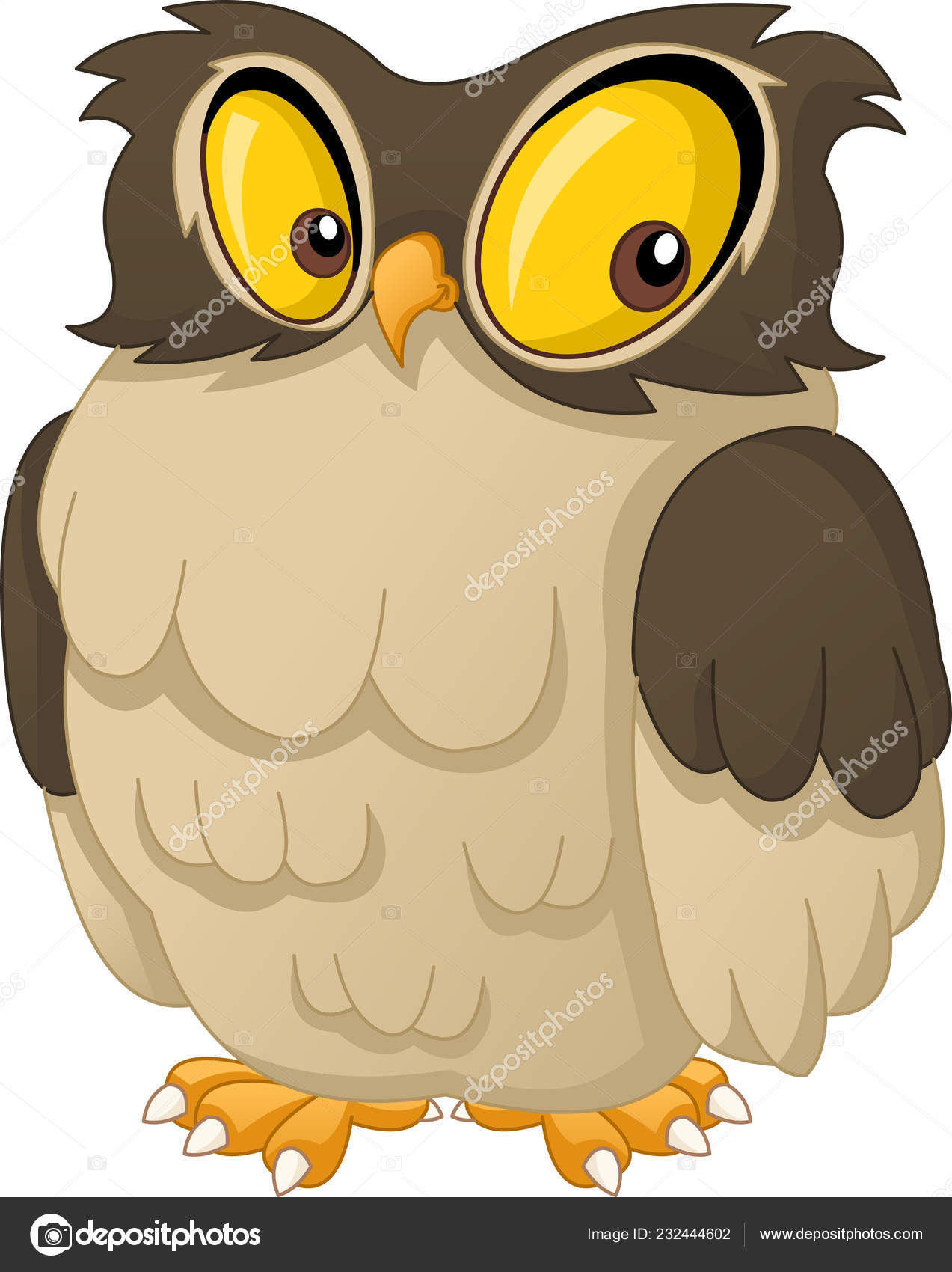 Cartoon Cute Owl Vector Illustration Funny Happy Animal Stock