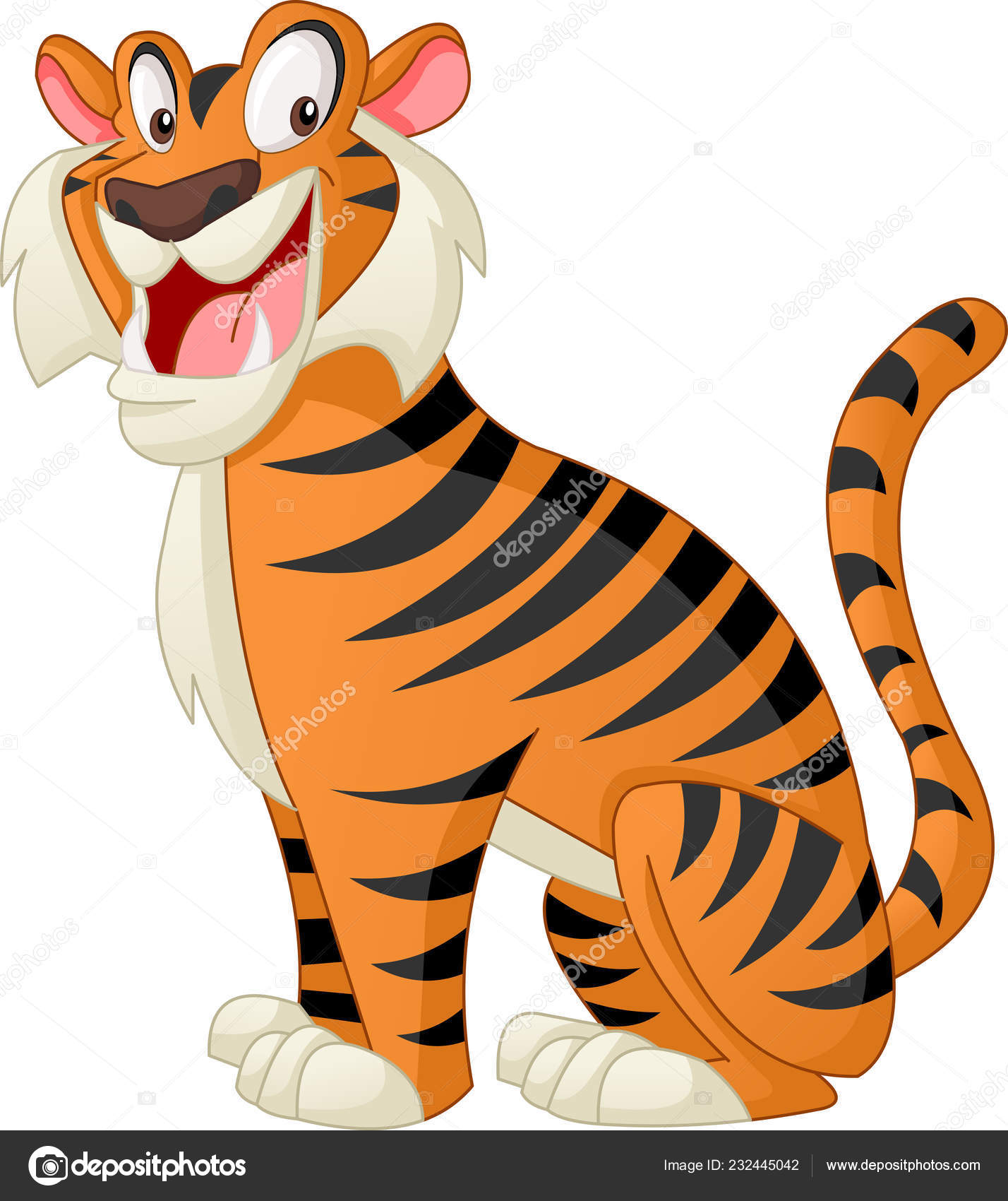 Pictures Happy Animal Cartoon Cute Tiger Vector Illustration Funny