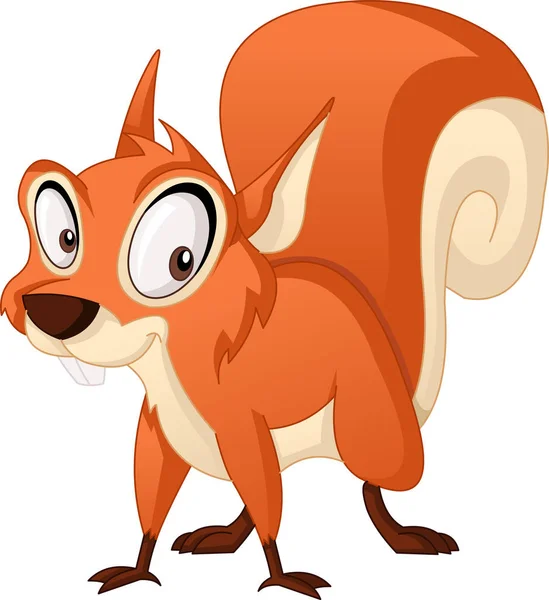 Cartoon Cute Squirrel Vector Illustration Funny Happy Animal — Stock Vector
