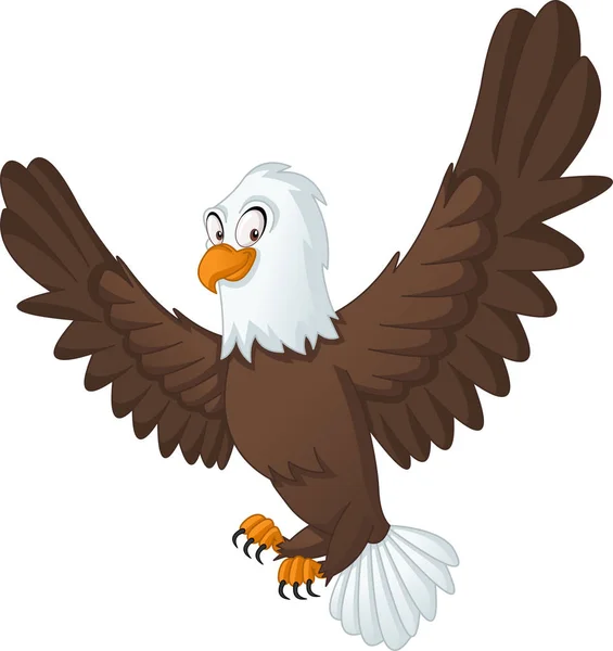 Cartoon Cute Bald Eagle Vector Illustration Funny Happy Animal — Stock Vector