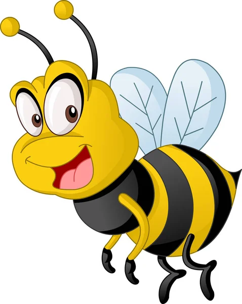 Cartoon Cute Bee Vector Illustration Funny Happy Animal — Stock Vector