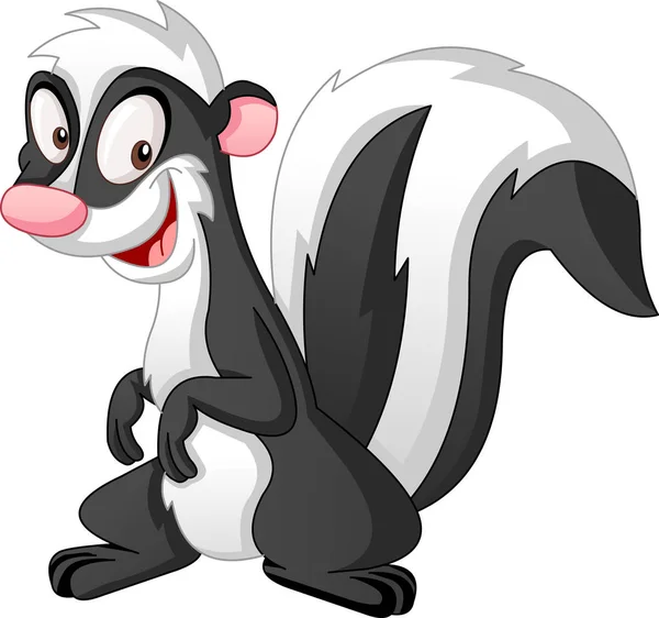 Cartoon Cute Skunk Vector Illustration Funny Happy Animal — Stock Vector