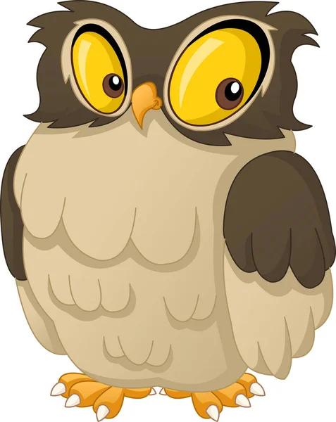 Cartoon Cute Owl Vector Illustration Funny Happy Animal — Stock Vector
