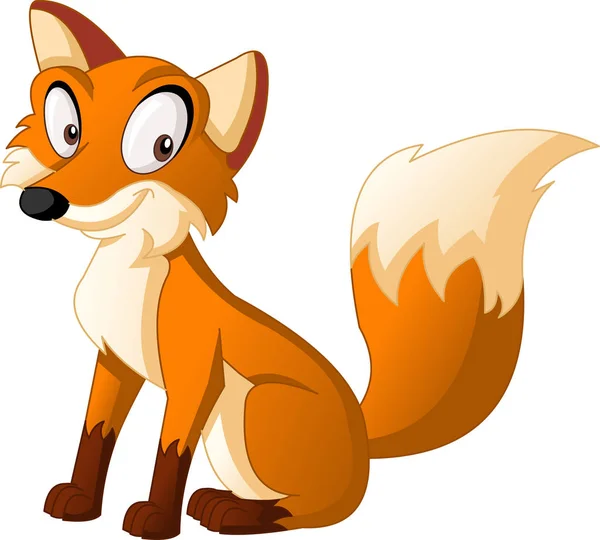 Cartoon Cute Fox Vector Illustration Funny Happy Animal — Stock Vector