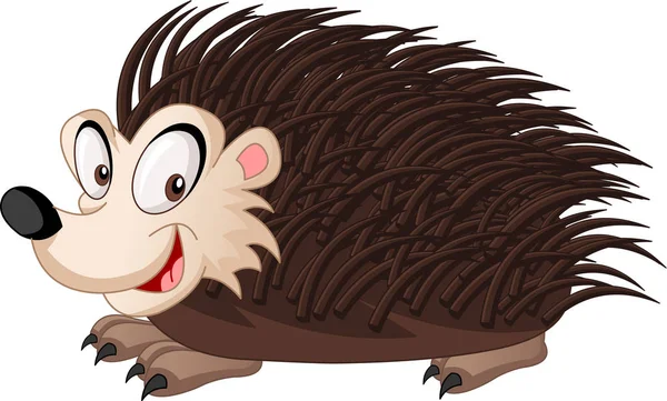 Desenhos Animados Bonito Ouriço Spiky Ilustração Vetorial Animal Feliz Engraçado — Vetor de Stock