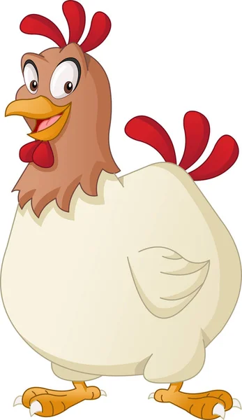 Kartun Ayam Lucu Vektor Ilustrasi Hewan Bahagia Lucu - Stok Vektor