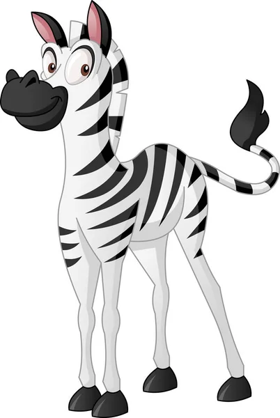 Desenhos Animados Zebra Bonito Ilustração Vetorial Animal Feliz Engraçado — Vetor de Stock