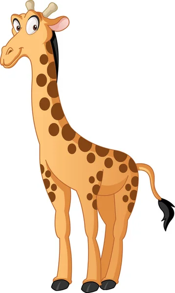 Caricature Girafe Mignonne Illustration Vectorielle Drôle Animal Heureux — Image vectorielle