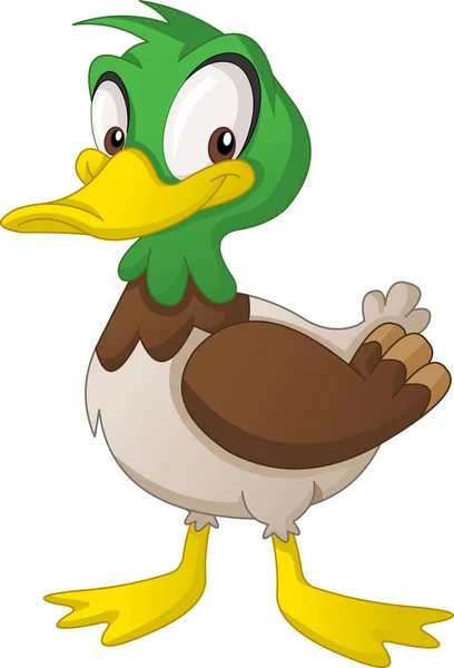 Cartoon cute duck. Vector illustration of funny happy animal. - Stock Image  - Everypixel