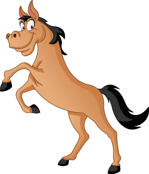 Cartoon Cute Horse Vector Illustration Funny Happy Animal — Stock Vector